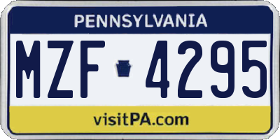 PA license plate MZF4295