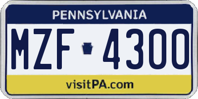 PA license plate MZF4300