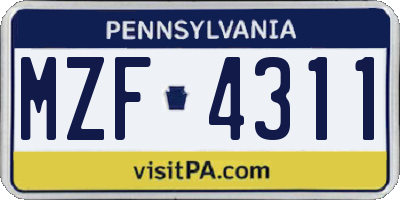 PA license plate MZF4311