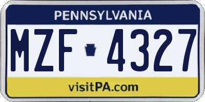 PA license plate MZF4327