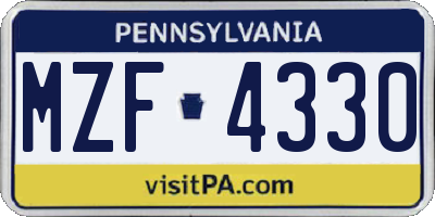 PA license plate MZF4330