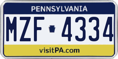 PA license plate MZF4334