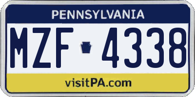 PA license plate MZF4338