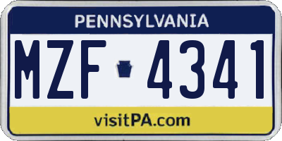 PA license plate MZF4341