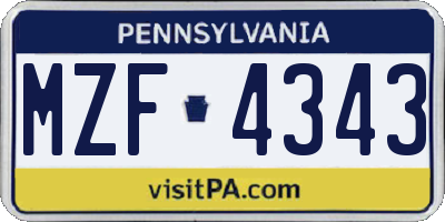 PA license plate MZF4343