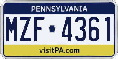 PA license plate MZF4361