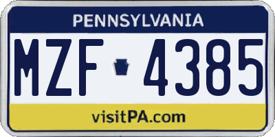 PA license plate MZF4385
