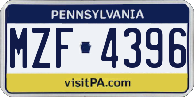 PA license plate MZF4396
