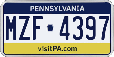 PA license plate MZF4397