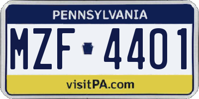 PA license plate MZF4401