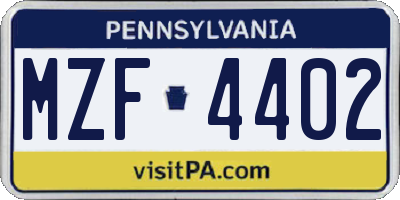 PA license plate MZF4402