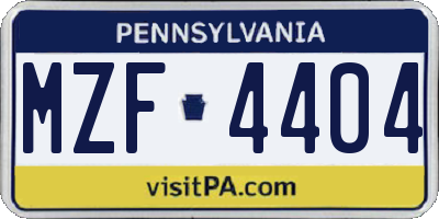 PA license plate MZF4404