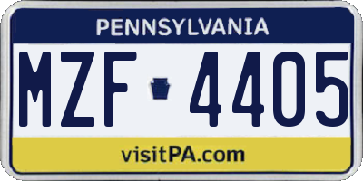 PA license plate MZF4405