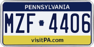 PA license plate MZF4406