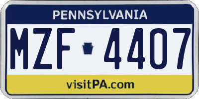 PA license plate MZF4407
