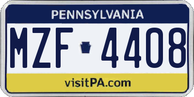 PA license plate MZF4408
