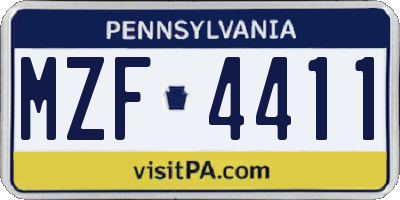 PA license plate MZF4411