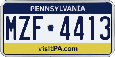 PA license plate MZF4413