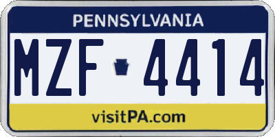 PA license plate MZF4414