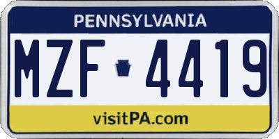 PA license plate MZF4419
