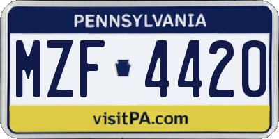 PA license plate MZF4420