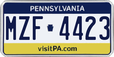 PA license plate MZF4423
