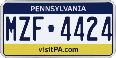 PA license plate MZF4424