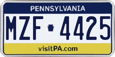 PA license plate MZF4425