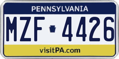 PA license plate MZF4426