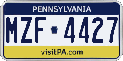 PA license plate MZF4427