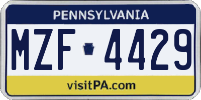 PA license plate MZF4429