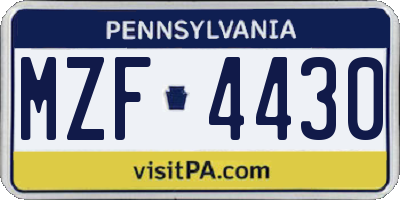 PA license plate MZF4430