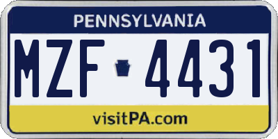 PA license plate MZF4431