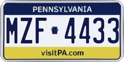 PA license plate MZF4433