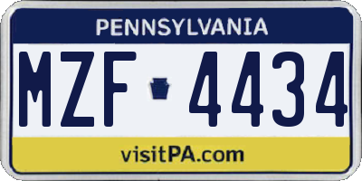 PA license plate MZF4434