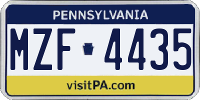 PA license plate MZF4435