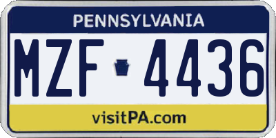 PA license plate MZF4436