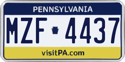 PA license plate MZF4437