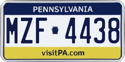 PA license plate MZF4438