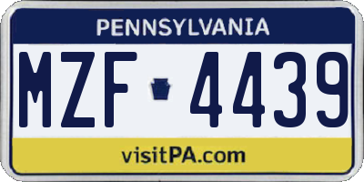 PA license plate MZF4439