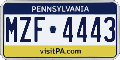 PA license plate MZF4443
