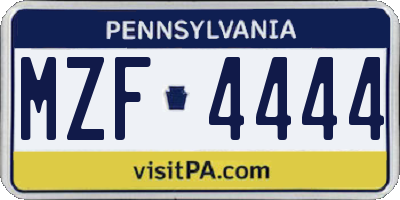 PA license plate MZF4444