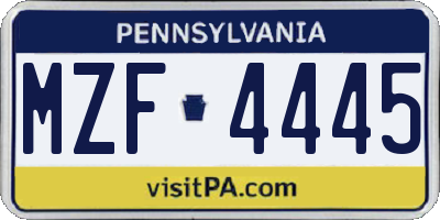 PA license plate MZF4445