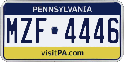PA license plate MZF4446