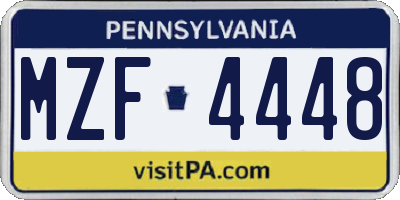 PA license plate MZF4448