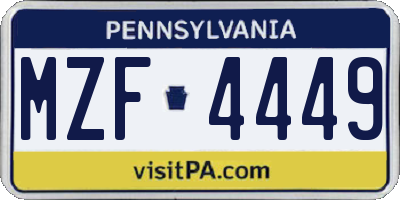 PA license plate MZF4449