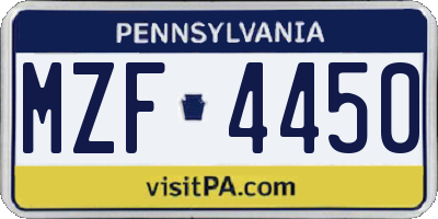 PA license plate MZF4450