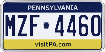 PA license plate MZF4460
