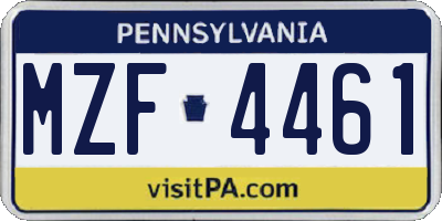 PA license plate MZF4461