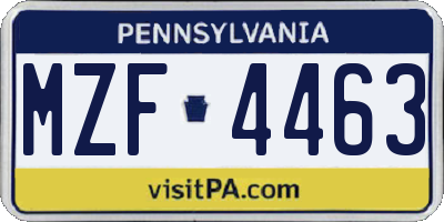 PA license plate MZF4463
